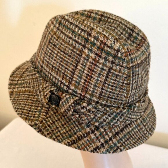 Vintage Harris Tweed Wool Plaid Hat Size M to Large Country Gentleman Travler - Picture 6 of 14
